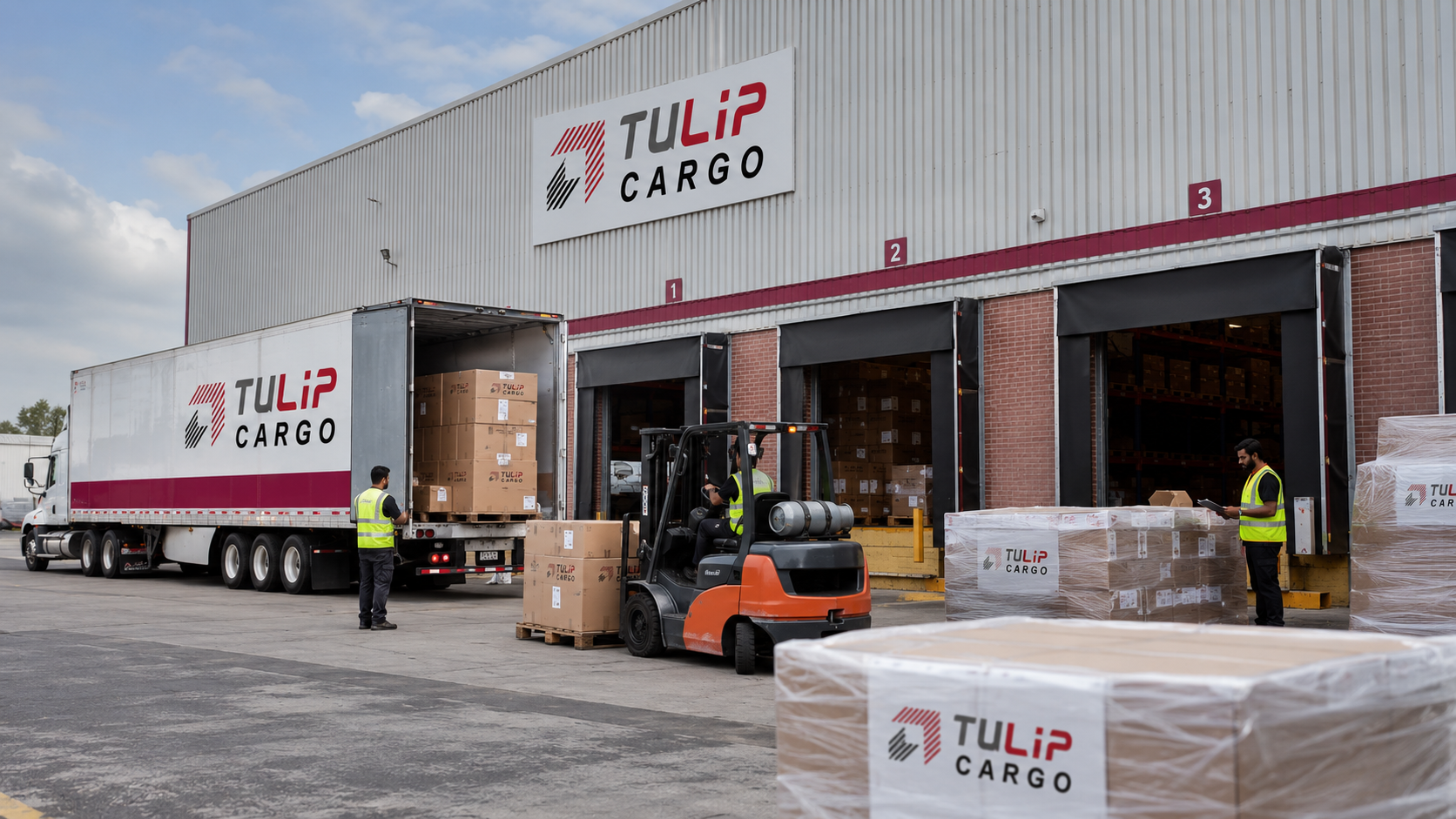 Tulip Cargo warehouse loading and unloading goods